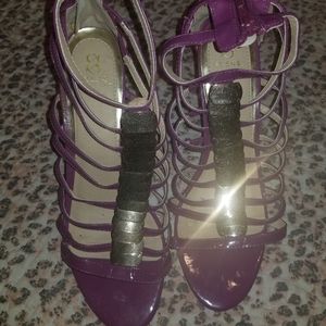 Purple & gold heels